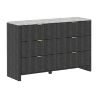 Veikous 6 Drawer Dresser for Bedroom, 50.6"W Chest of Drawers, Fluted Storage Organizer with Metal Handles and Faux Marble Countertop