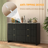 Veikous 6 Drawer Dresser for Bedroom, 50.6"W Chest of Drawers, Fluted Storage Organizer with Metal Handles and Faux Marble Countertop
