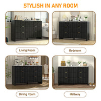 Veikous 6 Drawer Dresser for Bedroom, 50.6"W Chest of Drawers, Fluted Storage Organizer with Metal Handles and Faux Marble Countertop
