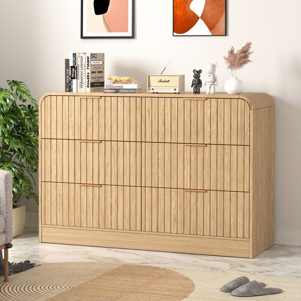 6 cabinet drawer, natural wood
