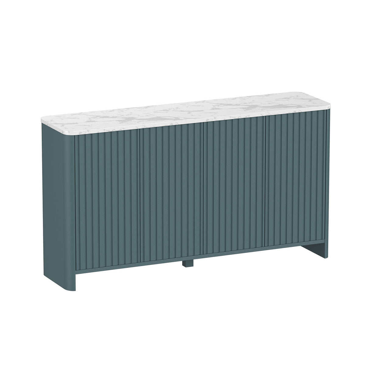 Veikous 60" Sideboard Faux Marble Top, Fluted 4-door Buffet Cabinet with Adjustable Shelves Storage