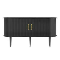 Veikous 54.3" Tambour Sideboard, Modern Buffet Cabinet with Sliding Doors, Console Cabinet for Bedroom Hallway Entryway