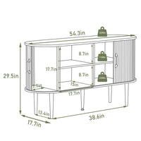 Veikous 54.3" Tambour Sideboard, Modern Buffet Cabinet with Sliding Doors, Console Cabinet for Bedroom Hallway Entryway
