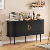 Veikous 54.3" Tambour Sideboard, Modern Buffet Cabinet with Sliding Doors, Console Cabinet for Bedroom Hallway Entryway