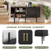 Veikous 54.3" Tambour Sideboard, Modern Buffet Cabinet with Sliding Doors, Console Cabinet for Bedroom Hallway Entryway