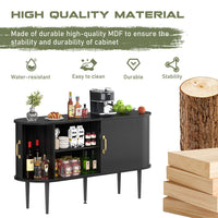 Veikous 54.3" Tambour Sideboard, Modern Buffet Cabinet with Sliding Doors, Console Cabinet for Bedroom Hallway Entryway