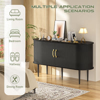Veikous 54.3" Tambour Sideboard, Modern Buffet Cabinet with Sliding Doors, Console Cabinet for Bedroom Hallway Entryway