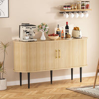 Veikous 54.3" Tambour Sideboard, Modern Buffet Cabinet with Sliding Doors, Console Cabinet for Bedroom Hallway Entryway