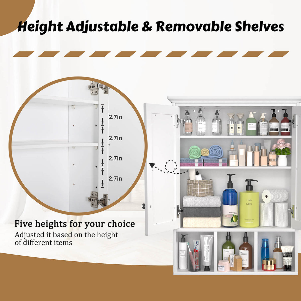 Veikous Bathroom Medicine Cabinet with Mirror, Wall Mounted Storage