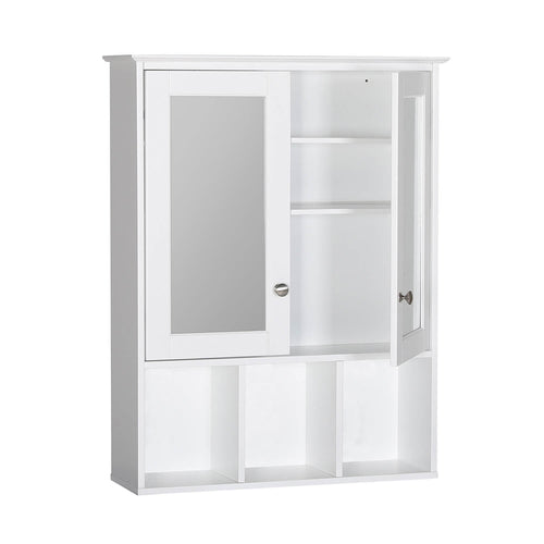 White wall-mounted cabinet with a glass door