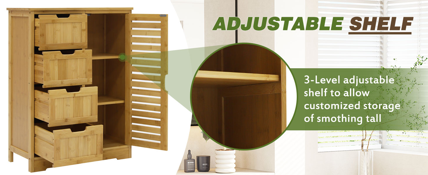 bathroom storage unit with adjustable shelf
 