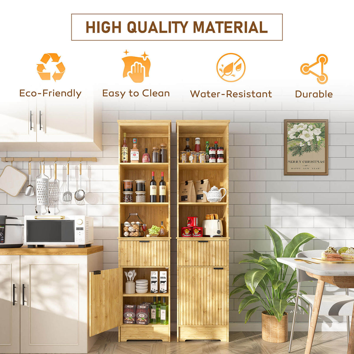 premium bamboo slim storage cabinet
