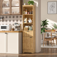 slim storage cabinet with three open shelves