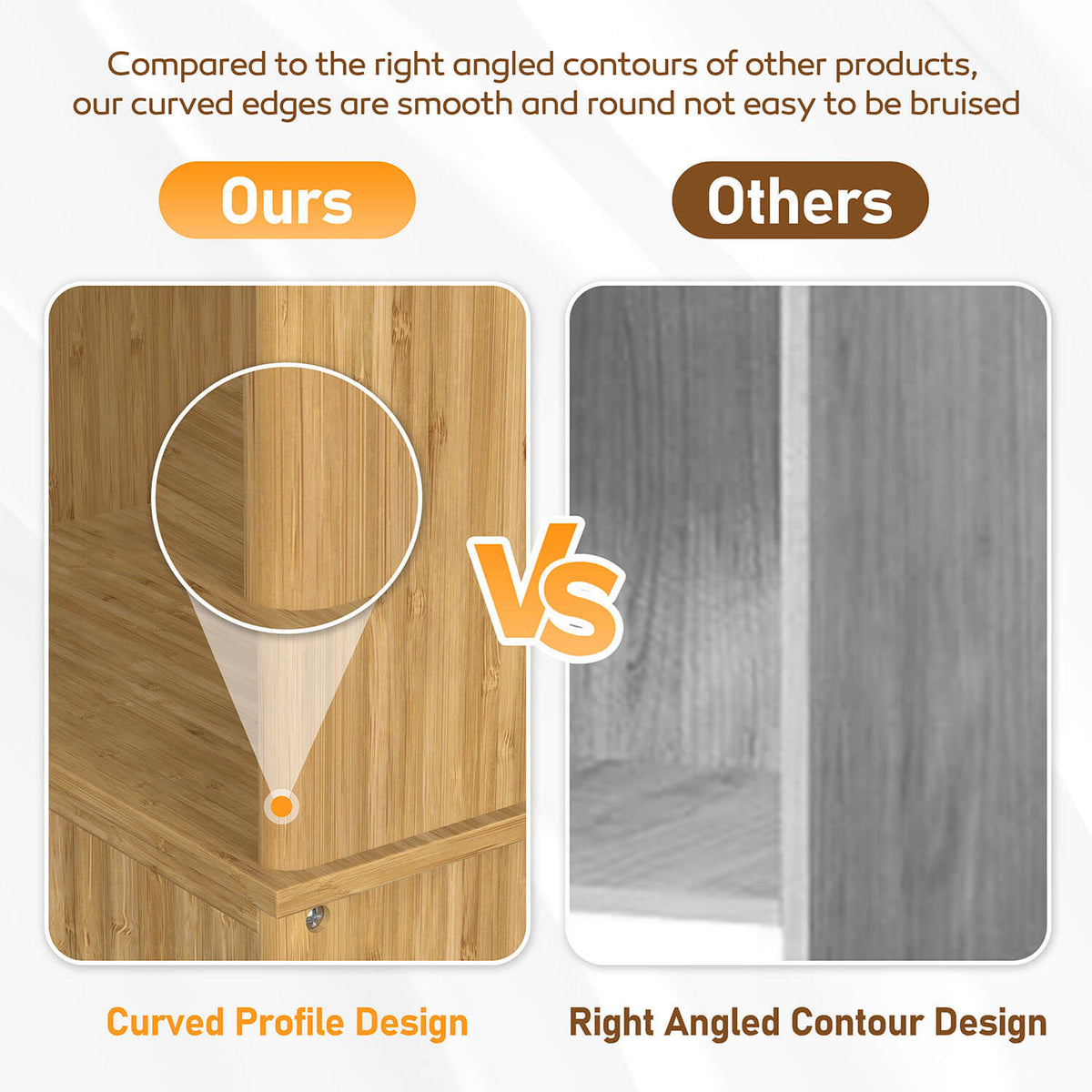 our cabinet features smooth, rounded edges