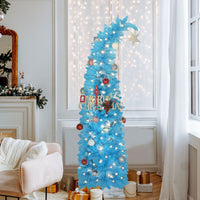 Veikous Curved Santa Hat Christmas Tree, Blue