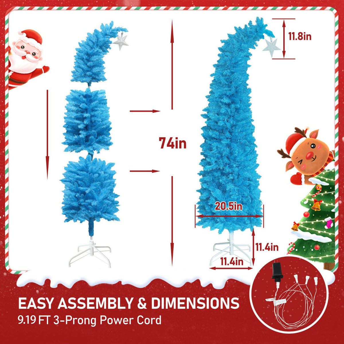 Veikous 6 Feet Tall Bendable Santa Hat Style Christmas Tree