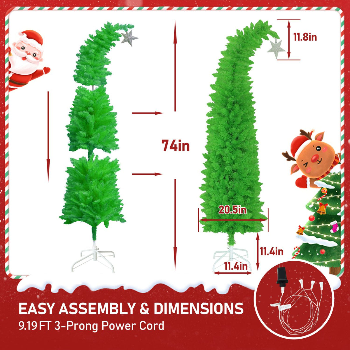 Easy Assembly Christmas Tree with Power Cord, 6FT