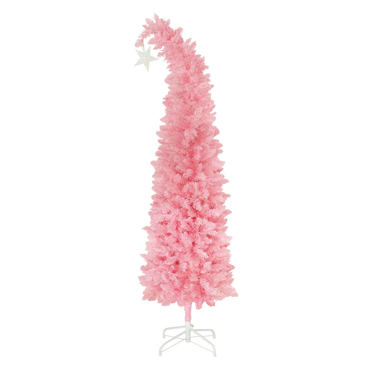 Artificial Bent Top Christmas Tree, Pink
