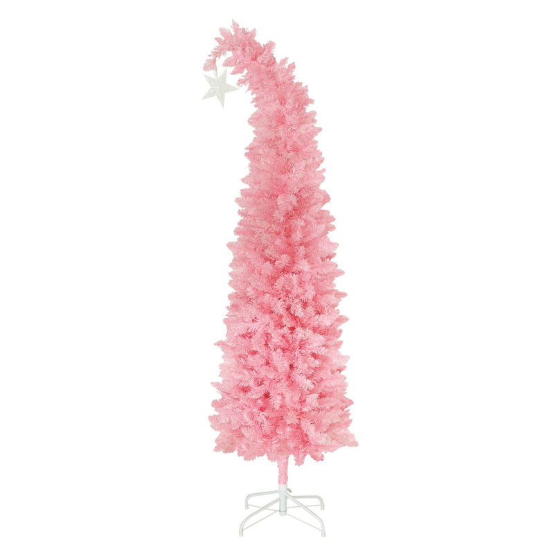 Artificial Bent Top Christmas Tree, Pink