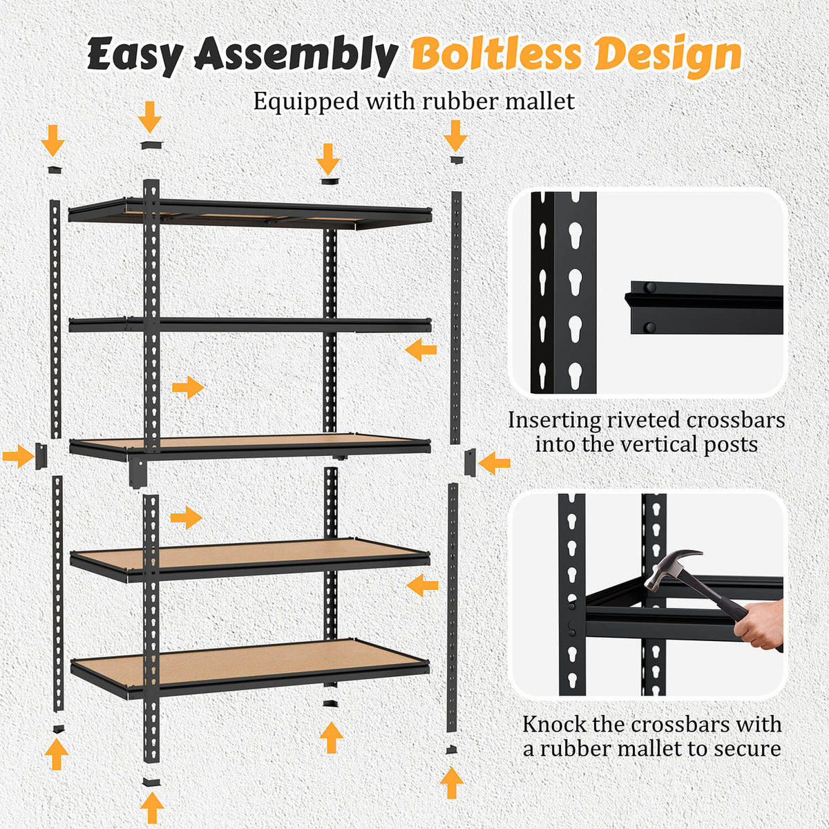 Easy assembly heavy-duty shelving