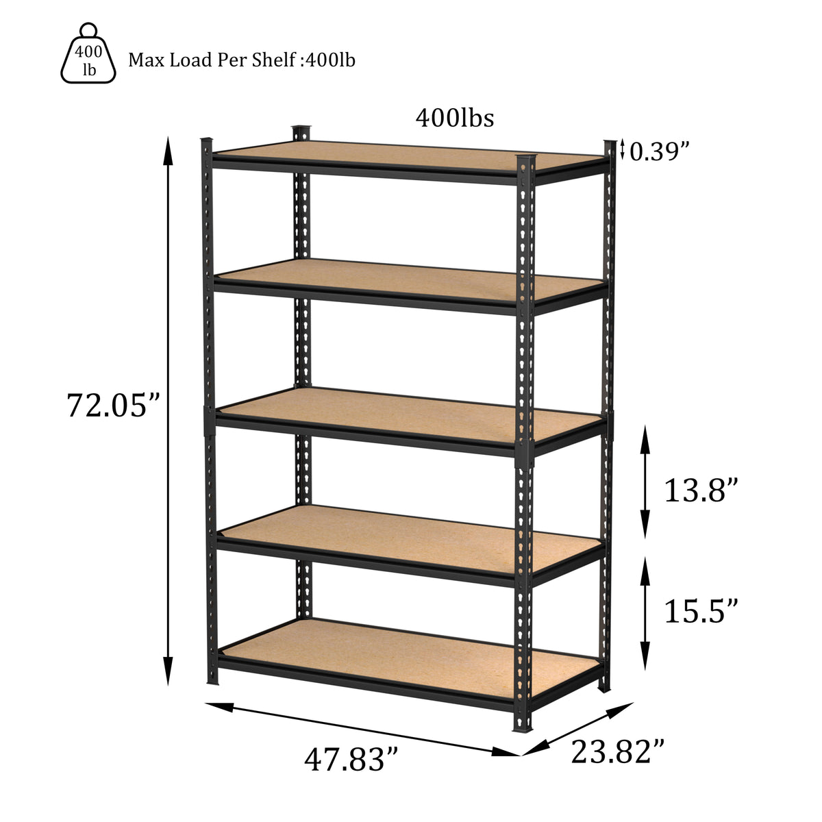 Kitchen Shelves with a 400 pound weight capacity