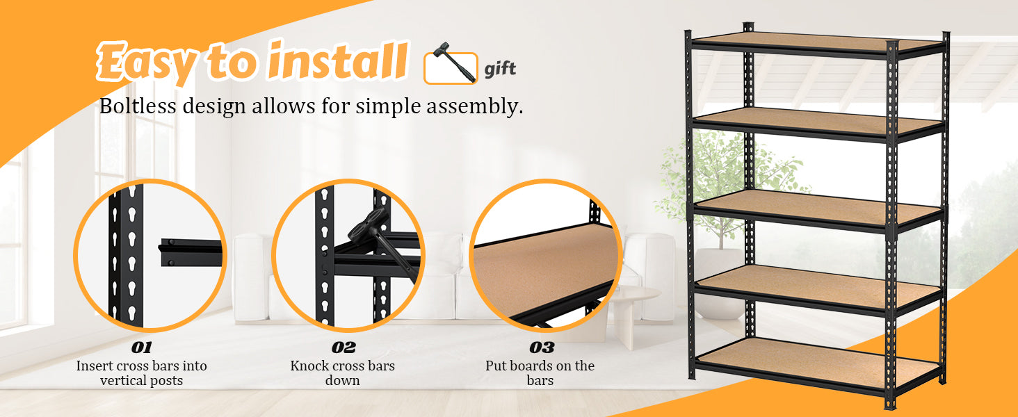 Boltless design,easy to install shelving unit