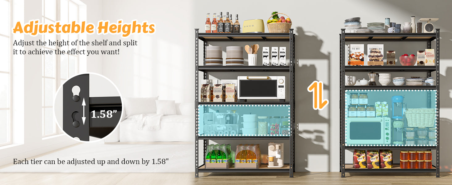 Veikous adjustable height metal shelving