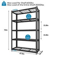 Veikous 5-Tier Heavy Duty Wire Rack, Industrial Steel Shelving for Storage, Black