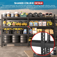 Space-saving shelving unit with shared column