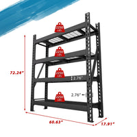 4-tier shelving with the weight capacity of 2,250 lbs per shelf