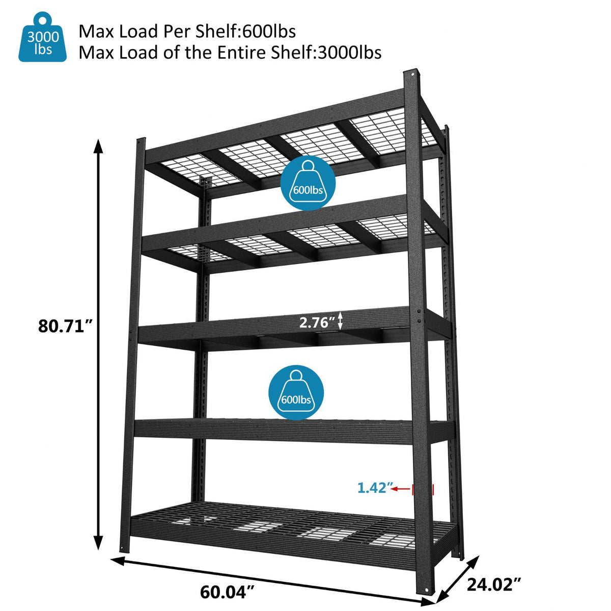 3000 LBS Wire Shelving Shelf from Veikous
