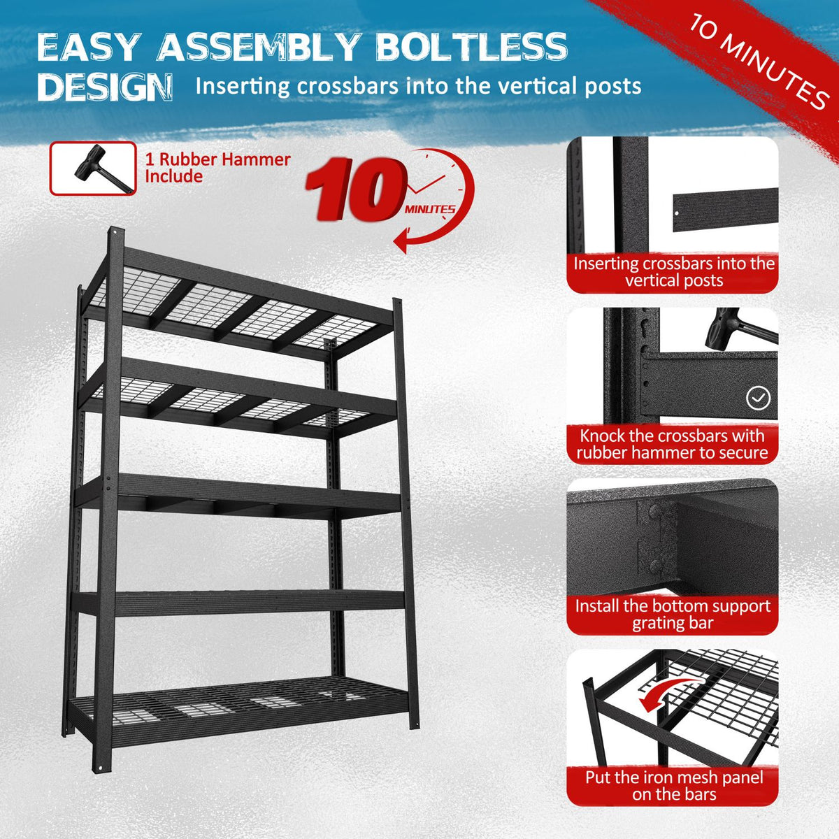 5-Tier Boltless Large Storage Rack