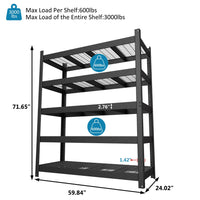 Metal Storage Rack with 600lbs Load Capacity Per Tier