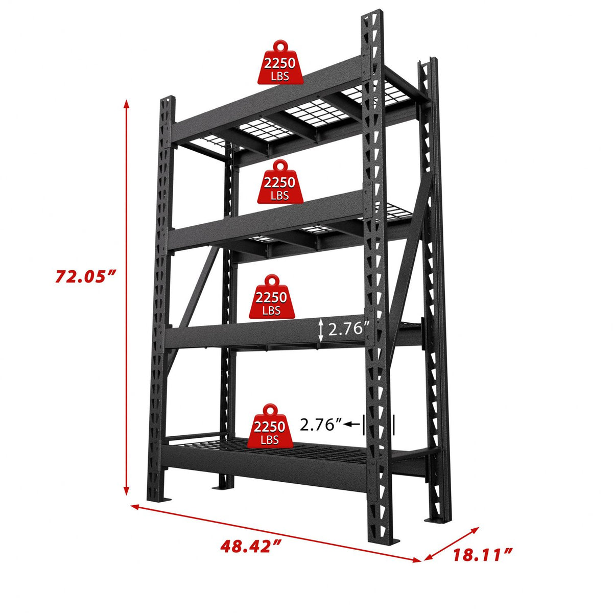 4-tier Adjustable Shelves for Industrial, Warehouse