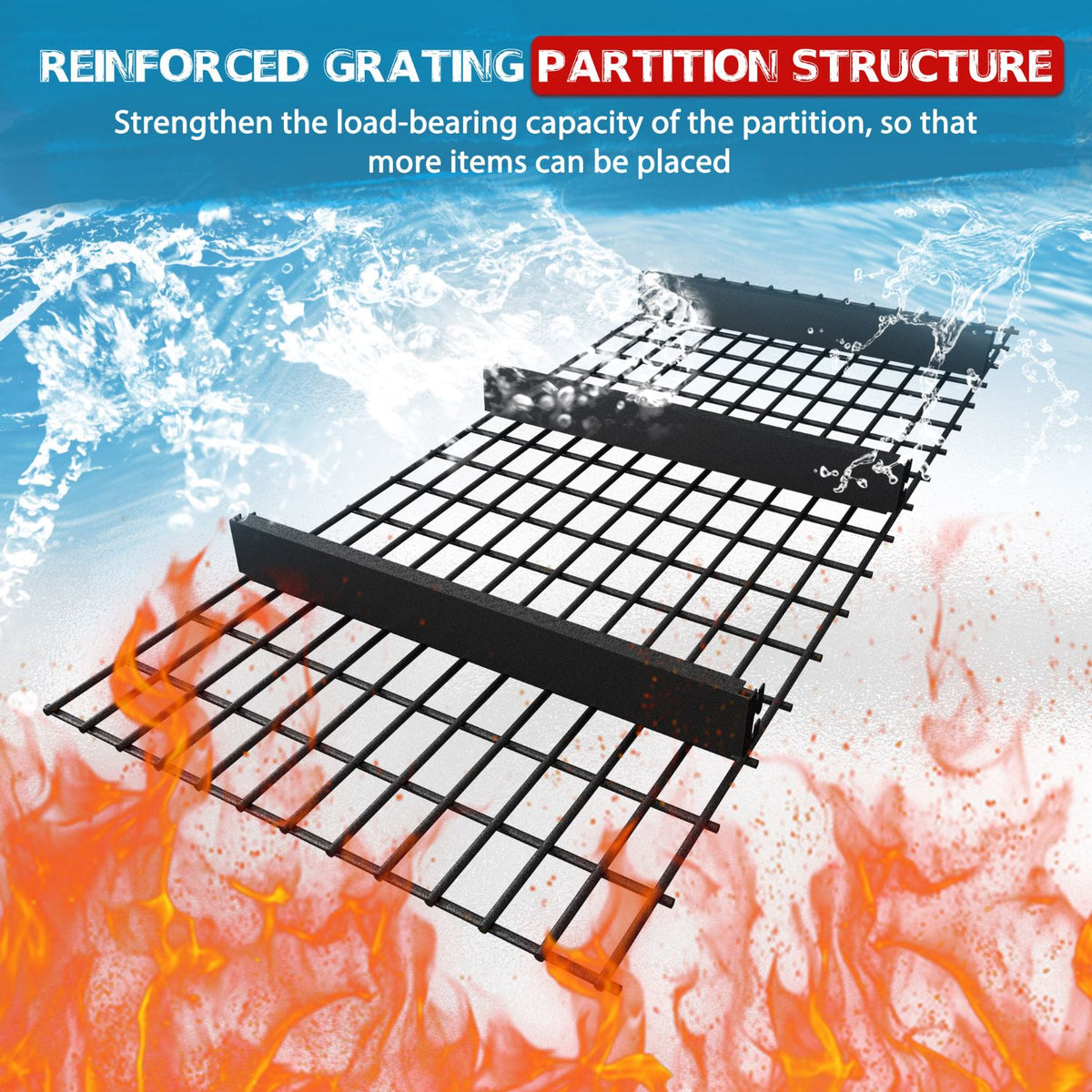Garage Storage Rack with Reinforced Grating Partition