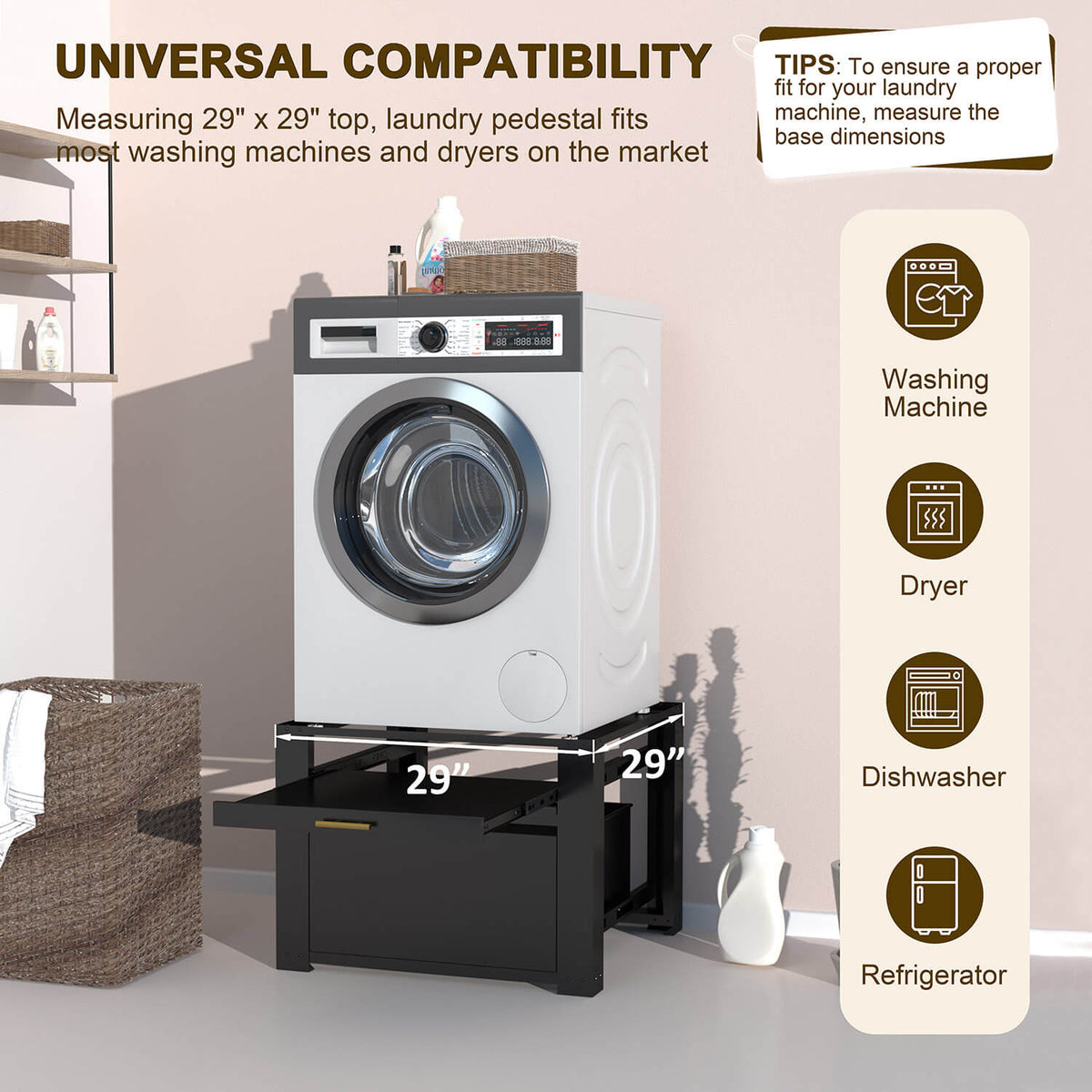 Veikous Washer Pedestals, Laundry & Dryer Pedestal