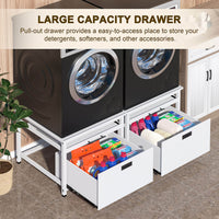 The washer stand pull-out drawer for easy storage of laundry supplies