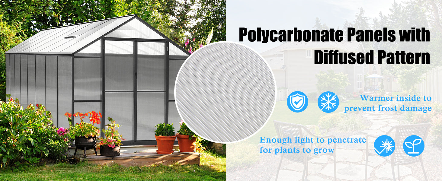 Greenhouse Polycarbonate Panels with Diffused Pattern