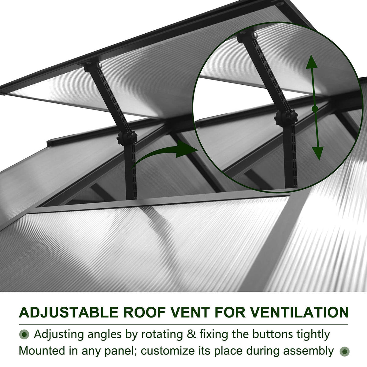 Veikous 8x10 FT Backyard Greenhouses, Walk in Greenhouse with Aluminum Frame, Polycarbonate Greenhouse Kits with Roof Vent