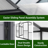 Veikous 8x10 FT Backyard Greenhouses, Walk in Greenhouse with Aluminum Frame, Polycarbonate Greenhouse Kits with Roof Vent