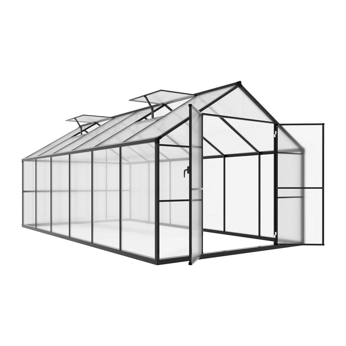 Veikous 8x10 FT Backyard Greenhouses, Walk in Greenhouse with Aluminum Frame, Polycarbonate Greenhouse Kits with Roof Vent