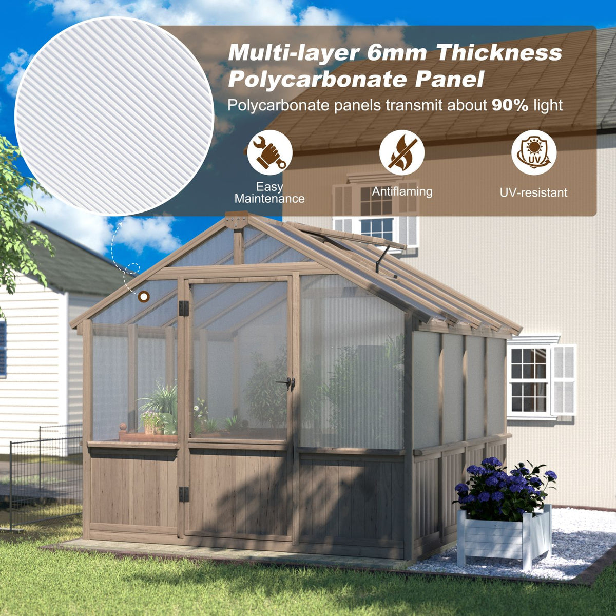 Wood Greenhouse Polycarbonate Panel