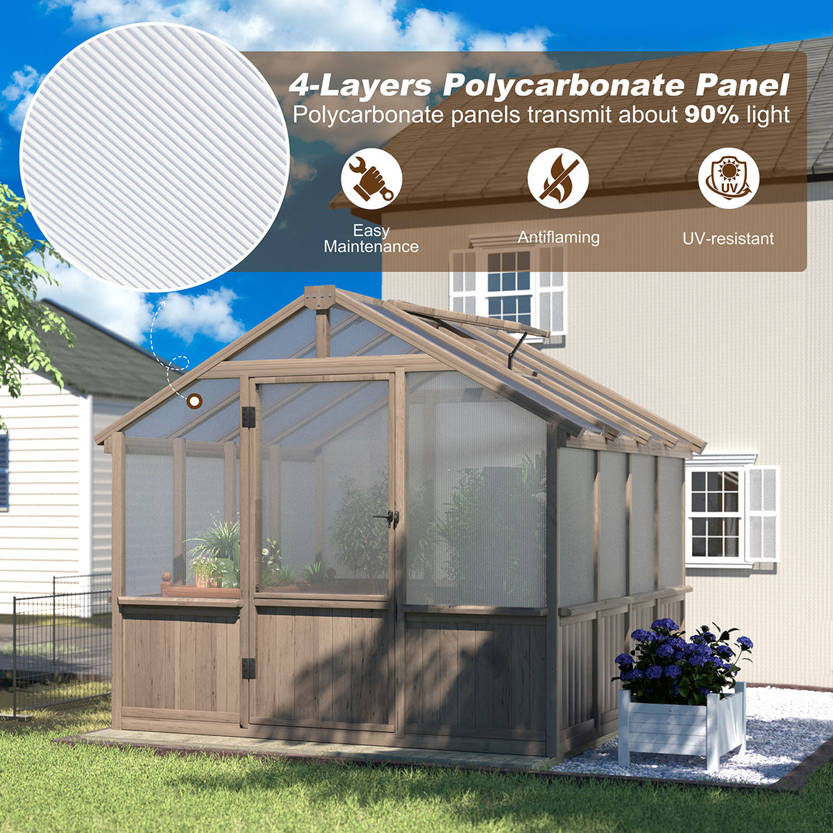 Wood Greenhouse Polycarbonate Panel