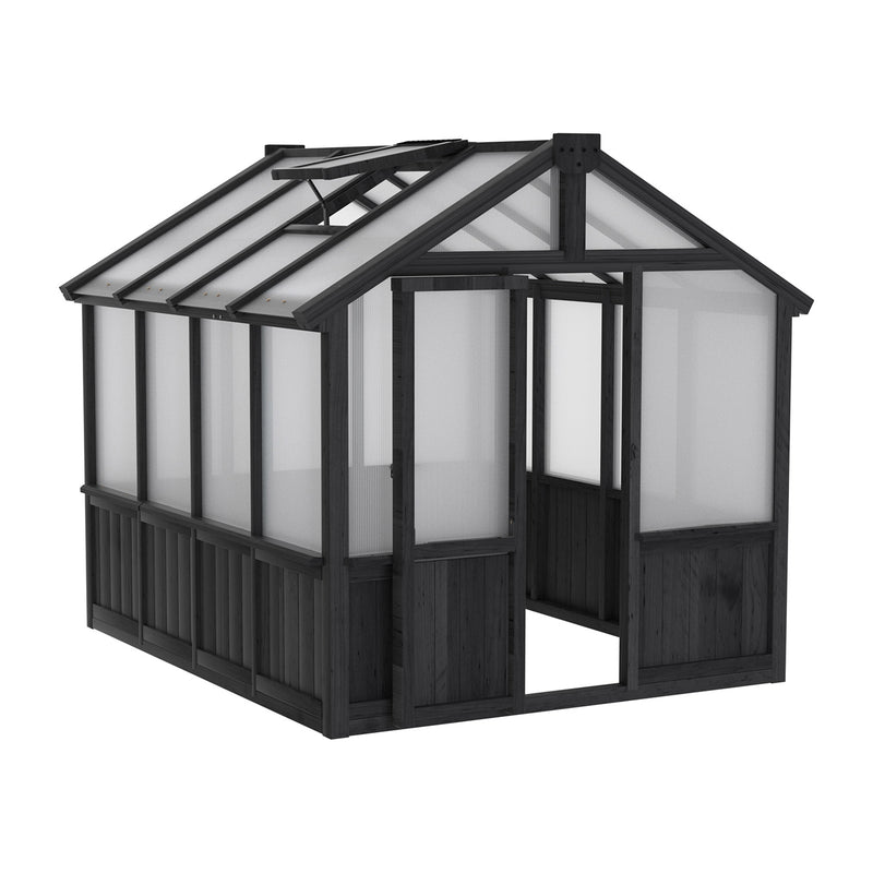 Black wood greenhouse 6x8