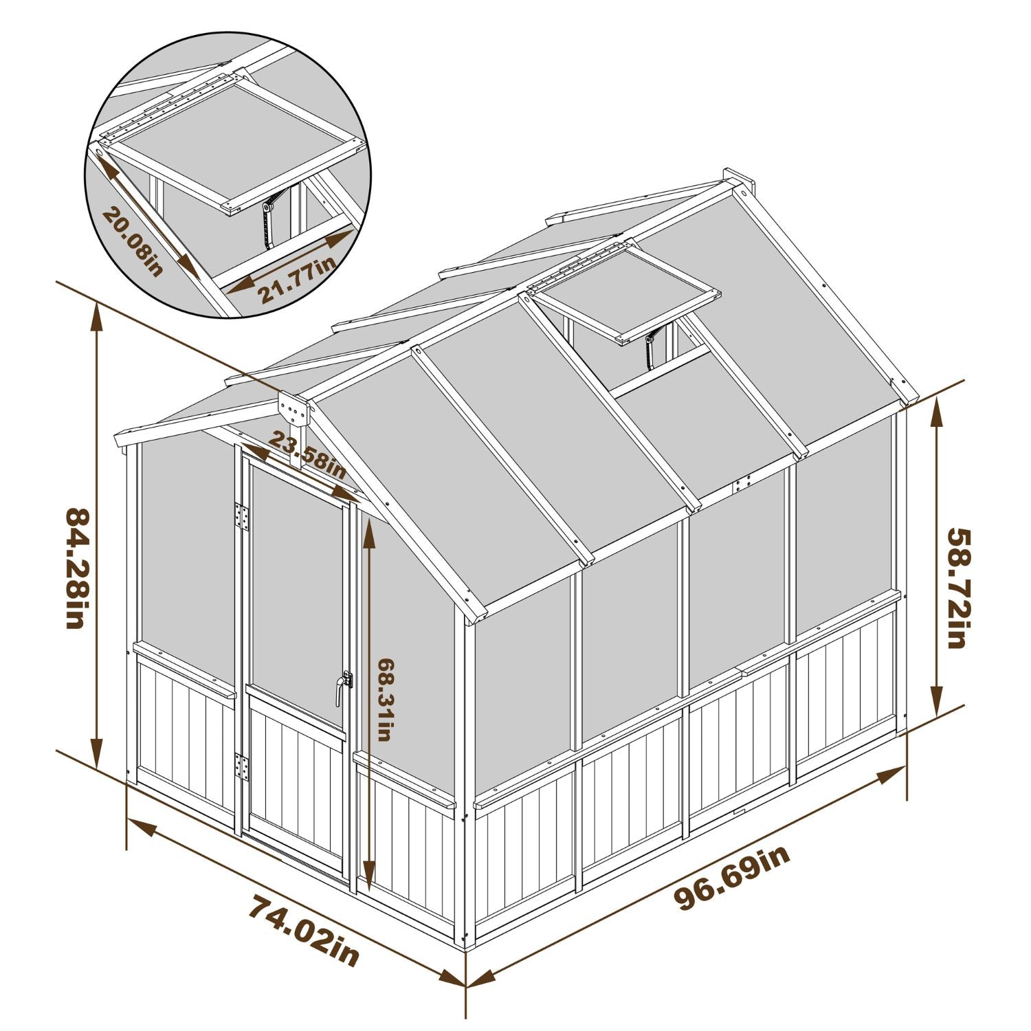6 x 8 Wooden Greenhouse with Vented Window for Sale – Veikous