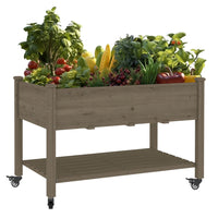 Raised Garden Bed on Wheels, Mocha Brown