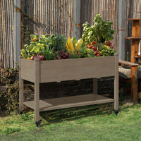 Raised Garden Bed on Wheels, Mocha Brown