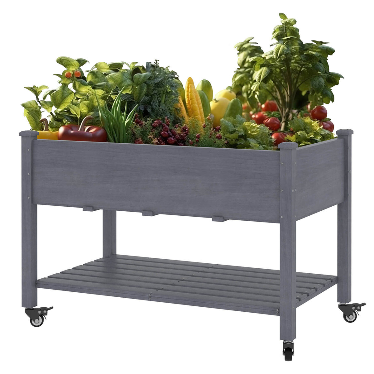 Raised Garden Bed on Wheels, Mocha Brown