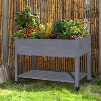 Raised Garden Bed on Wheels, Mocha Brown