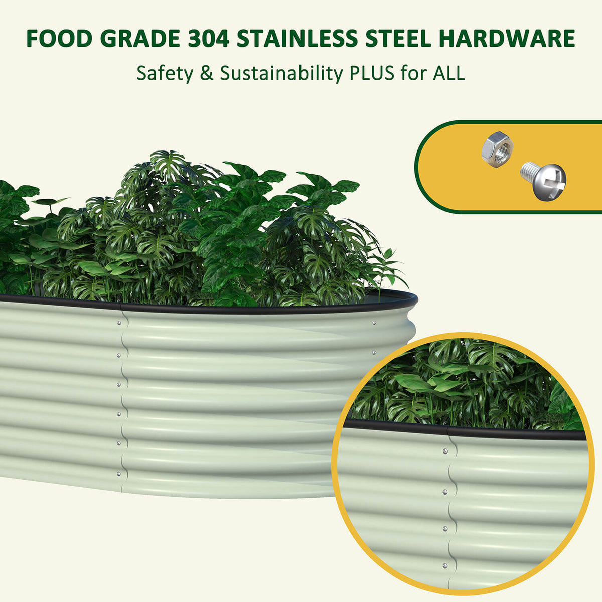 Veikous Metal Raised Garden Bed, 9-in-1 Modular Garden Beds for Vegetables Herbs and Flowers, Oval